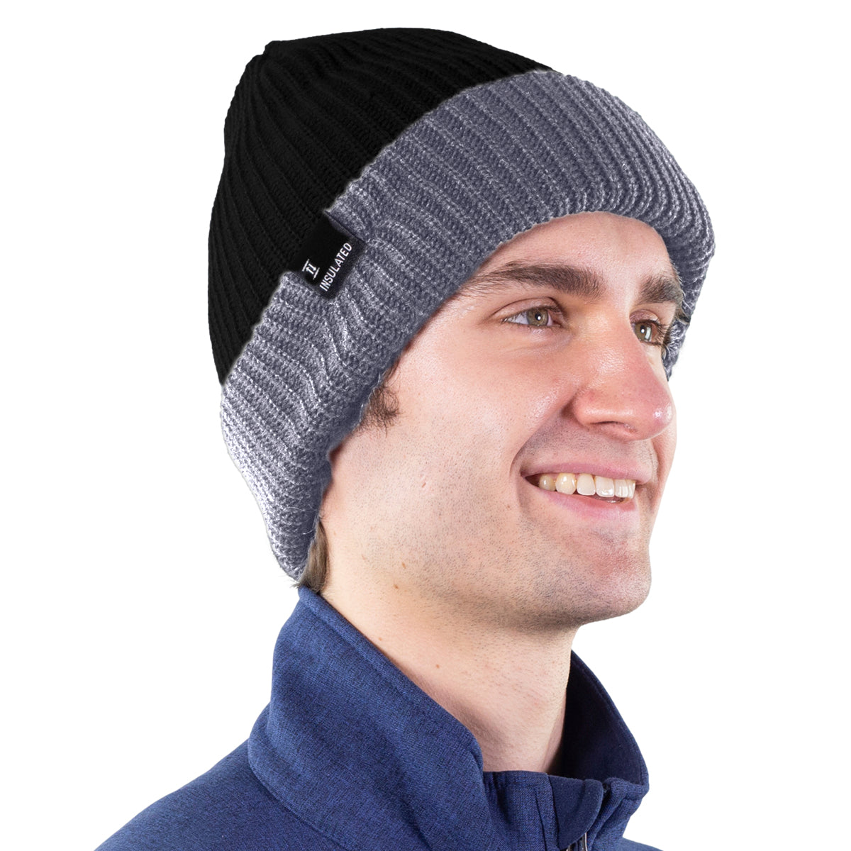 TruFit Double-Layer Insulated Cuffed Knit Beanie for Men & Women