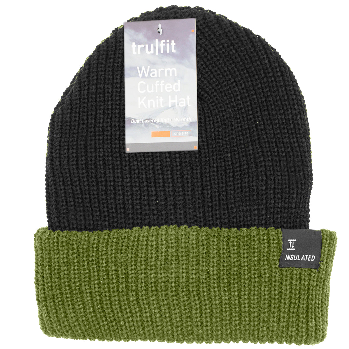 TruFit Double-Layer Insulated Cuffed Knit Beanie for Men & Women