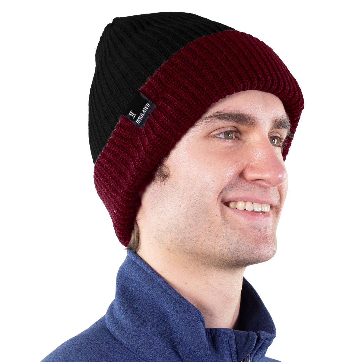 TruFit Double-Layer Insulated Cuffed Knit Beanie for Men & Women