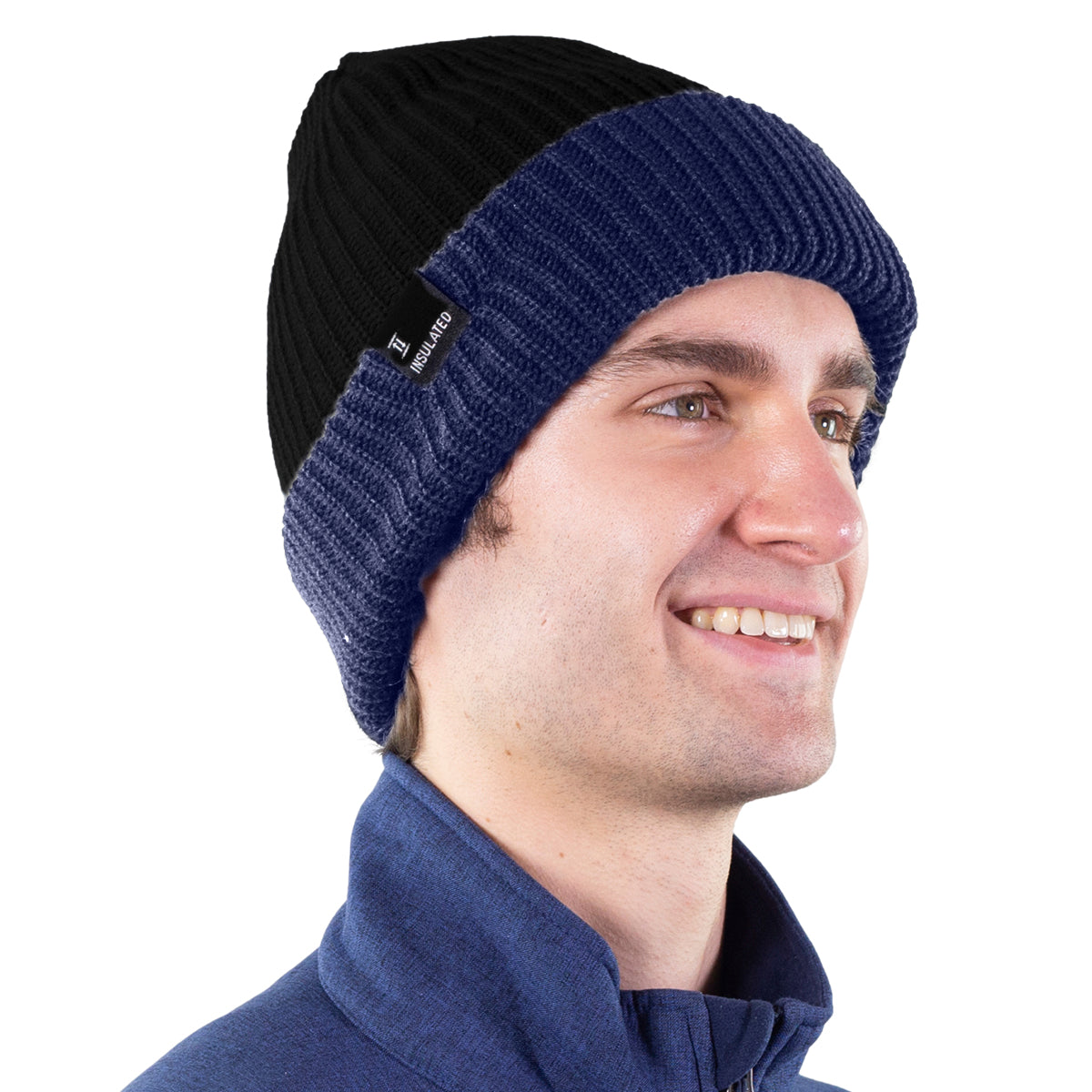 TruFit Double-Layer Insulated Cuffed Knit Beanie for Men & Women