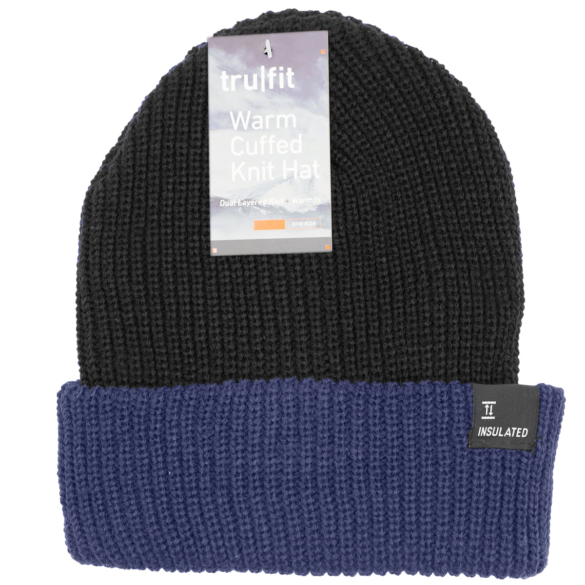 TruFit Double-Layer Insulated Cuffed Knit Beanie for Men & Women