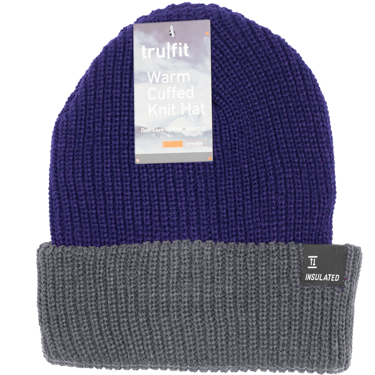 TruFit Double-Layer Insulated Cuffed Knit Beanie for Men & Women