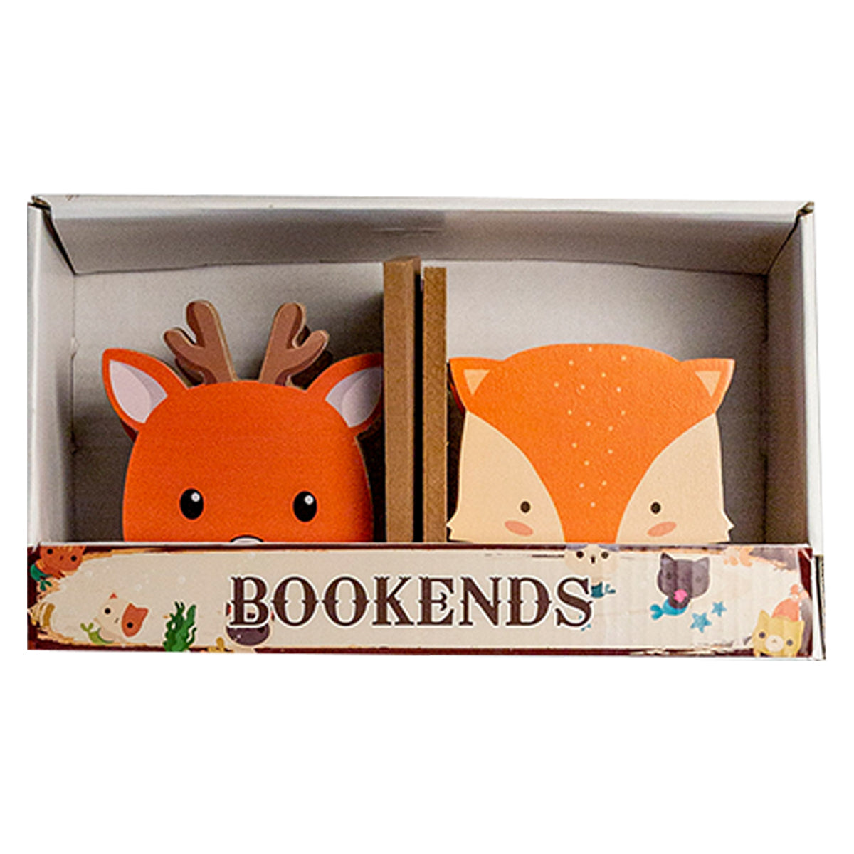 Kid's Wooden Animal Bookends for Bedroom, Playroom or Classroom