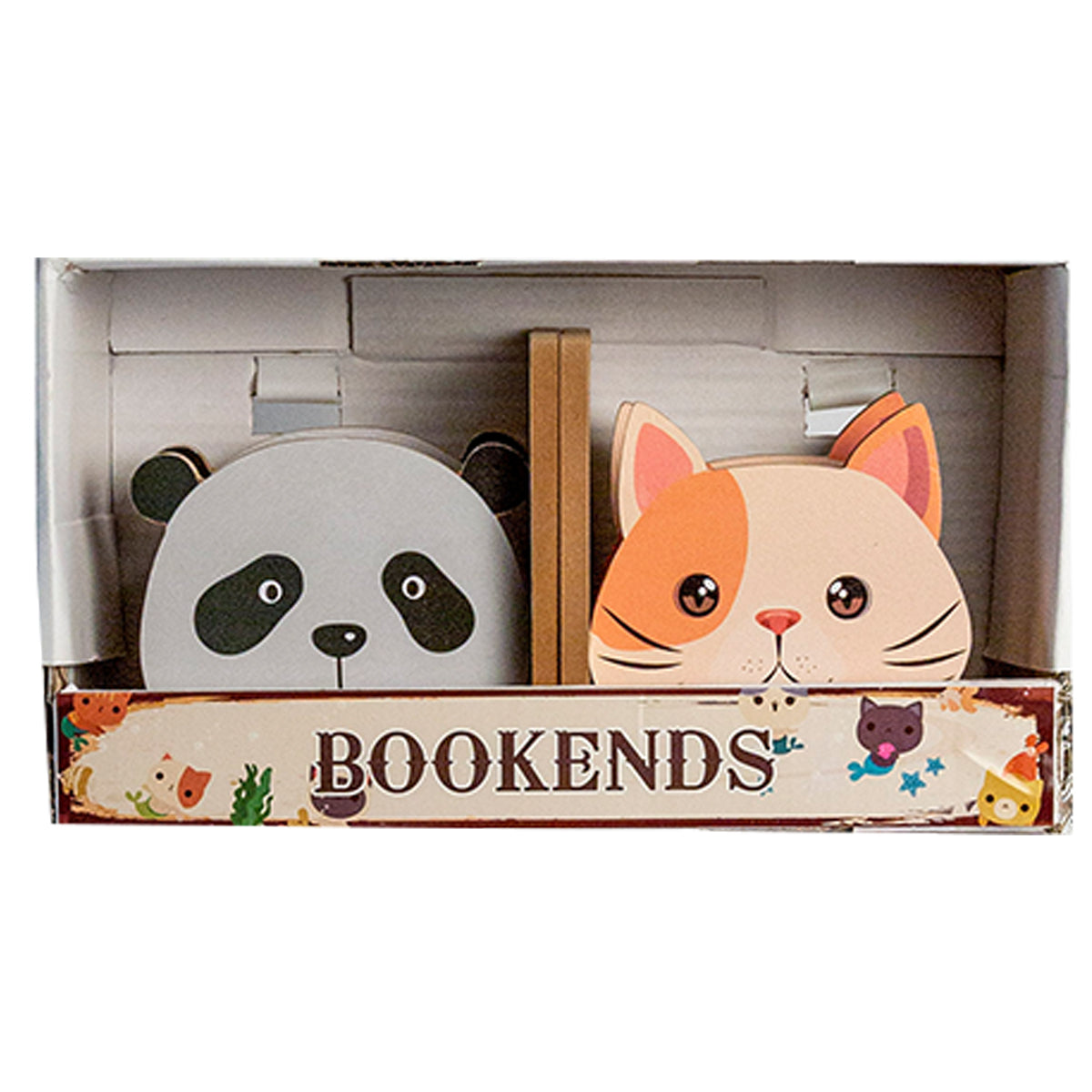 Kid's Wooden Animal Bookends for Bedroom, Playroom or Classroom