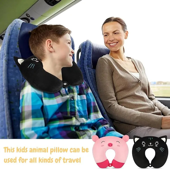 2pk Cat & Pig Kids Travel Pillows, Help Your Kiddos Travel In Style-Adorable!