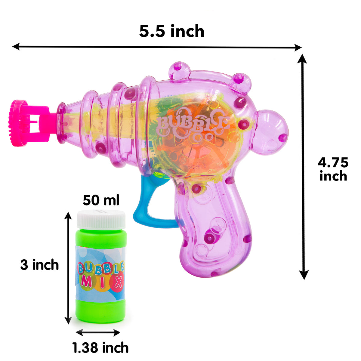 Friction Light-Up Bubble Gun – Shoots Continuous Bubbles!