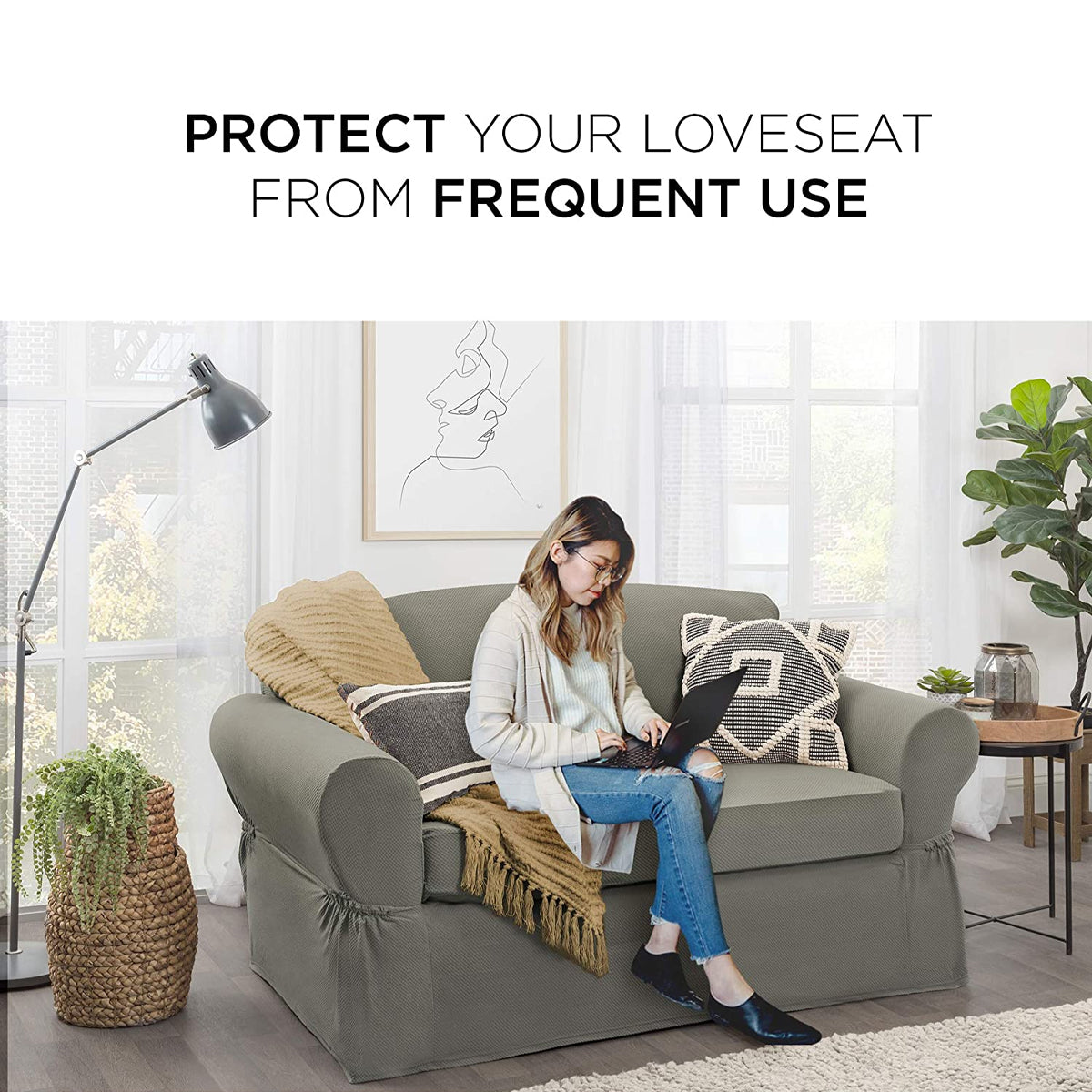 Maytex Smart Cover Pixel Slipcover – Fits Loveseat & Small Couch