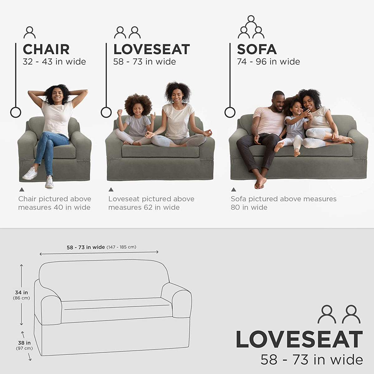 Maytex Smart Cover Pixel Slipcover – Fits Loveseat & Small Couch