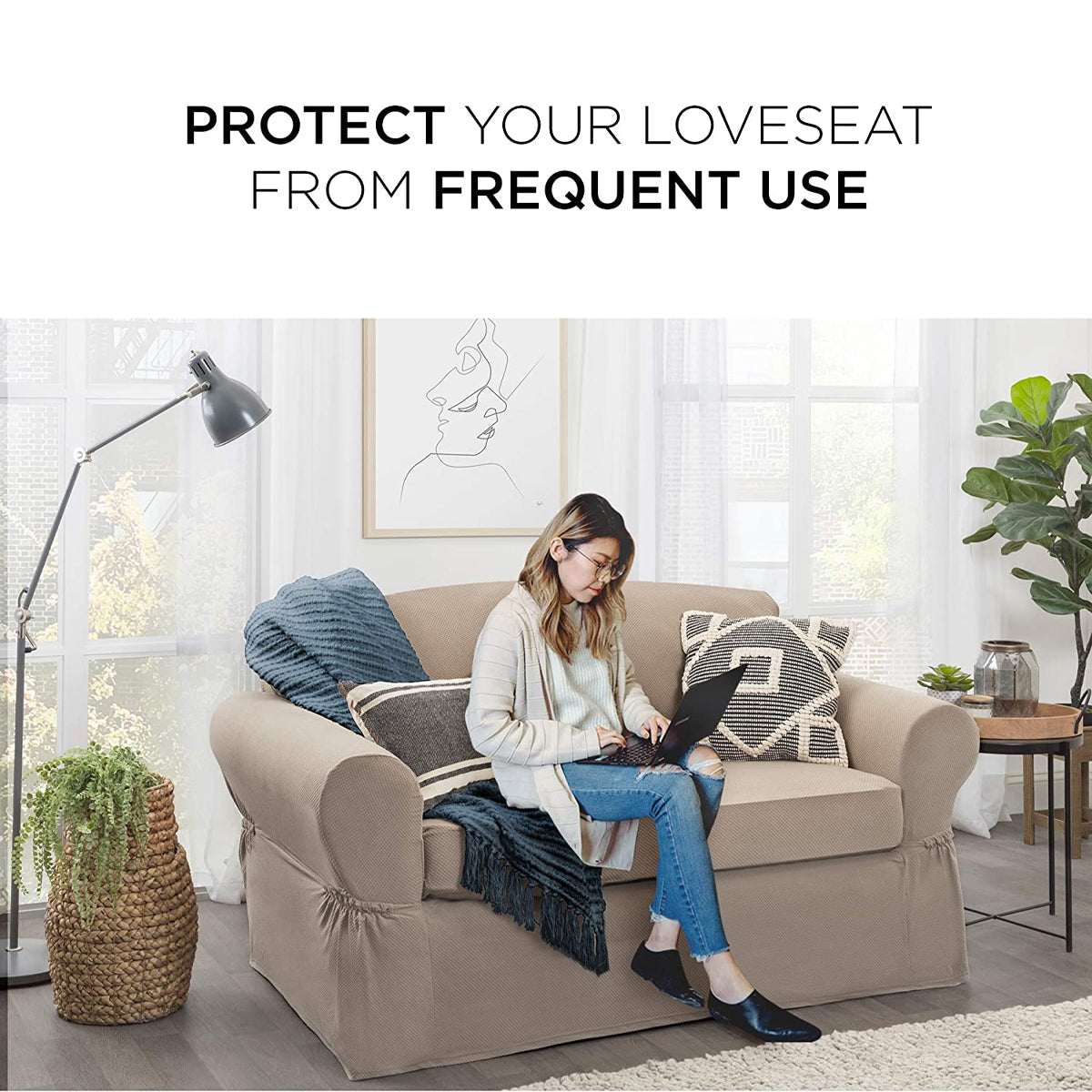 Maytex Smart Cover Pixel Slipcover – Fits Loveseat & Small Couch