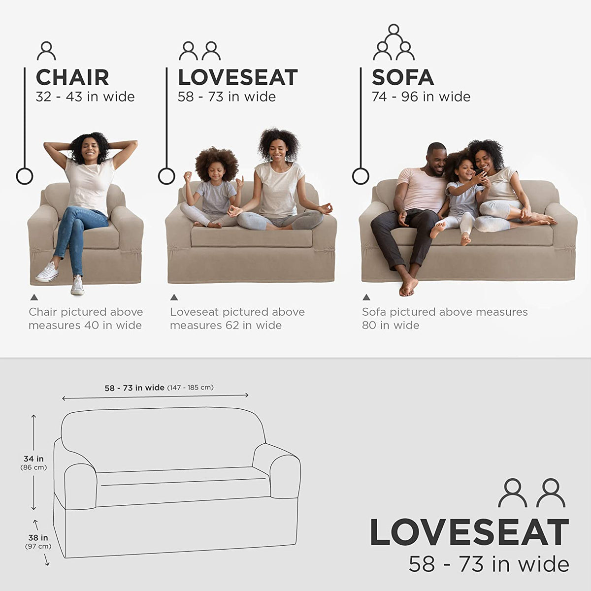 Maytex Smart Cover Pixel Slipcover – Fits Loveseat & Small Couch