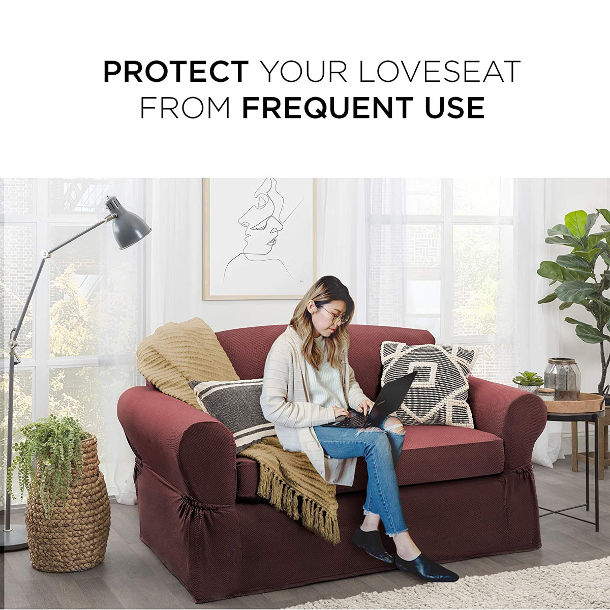 Maytex Smart Cover Pixel Slipcover – Fits Loveseat & Small Couch