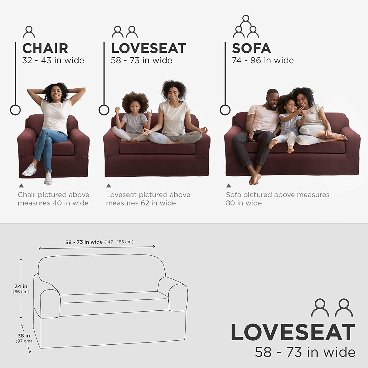 Maytex Smart Cover Pixel Slipcover – Fits Loveseat & Small Couch