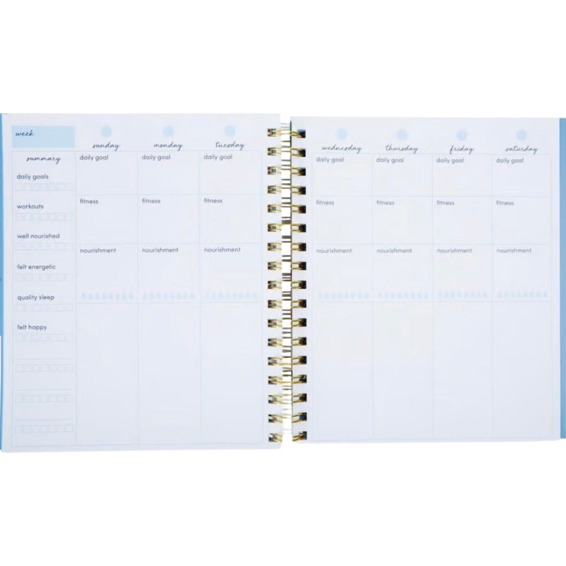 7" x 9" Fitlosophy 12 Month Undated Spiral Bound Wellness Planner