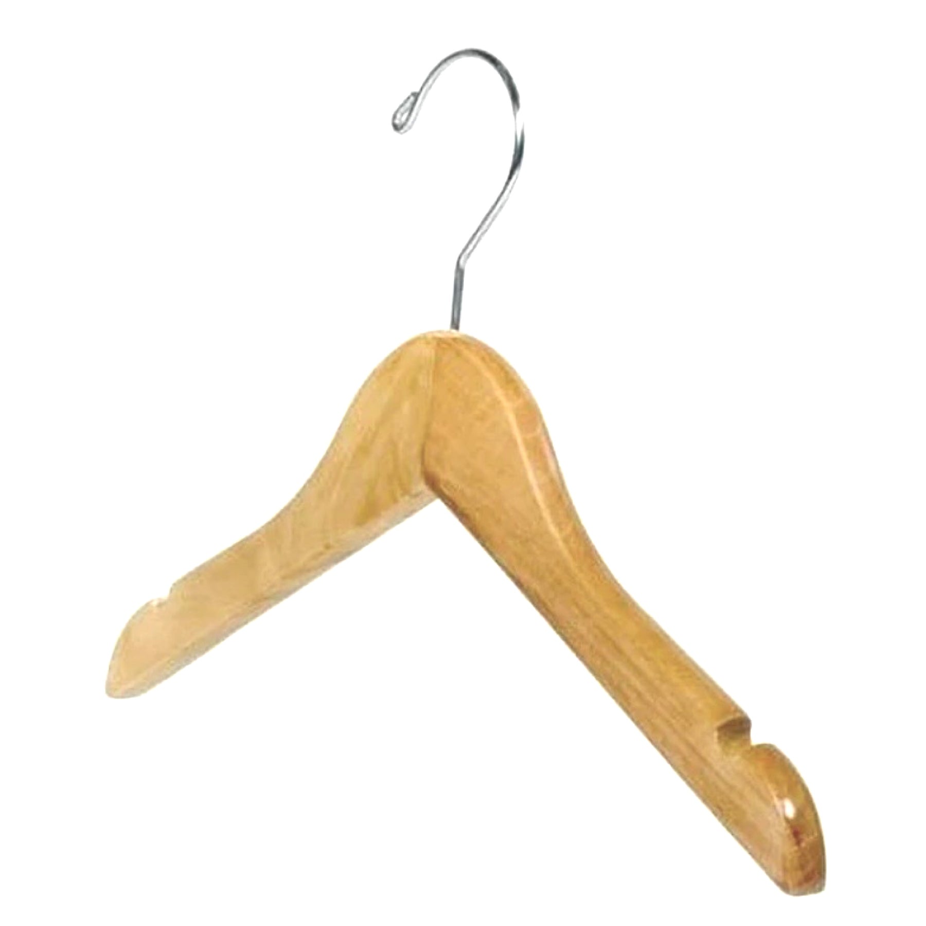 6pk 12" Natural Hardwood Kids Shirt and Coat Hanger W/ Swivel Hook & Notches