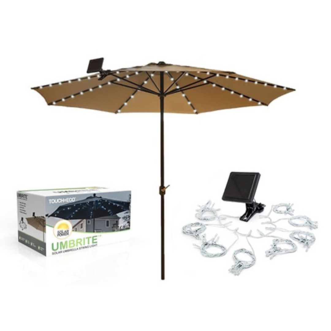Umbrite Solar Umbrella String Lights 72 Ultra Bright Warm White LED - Eco Friendly