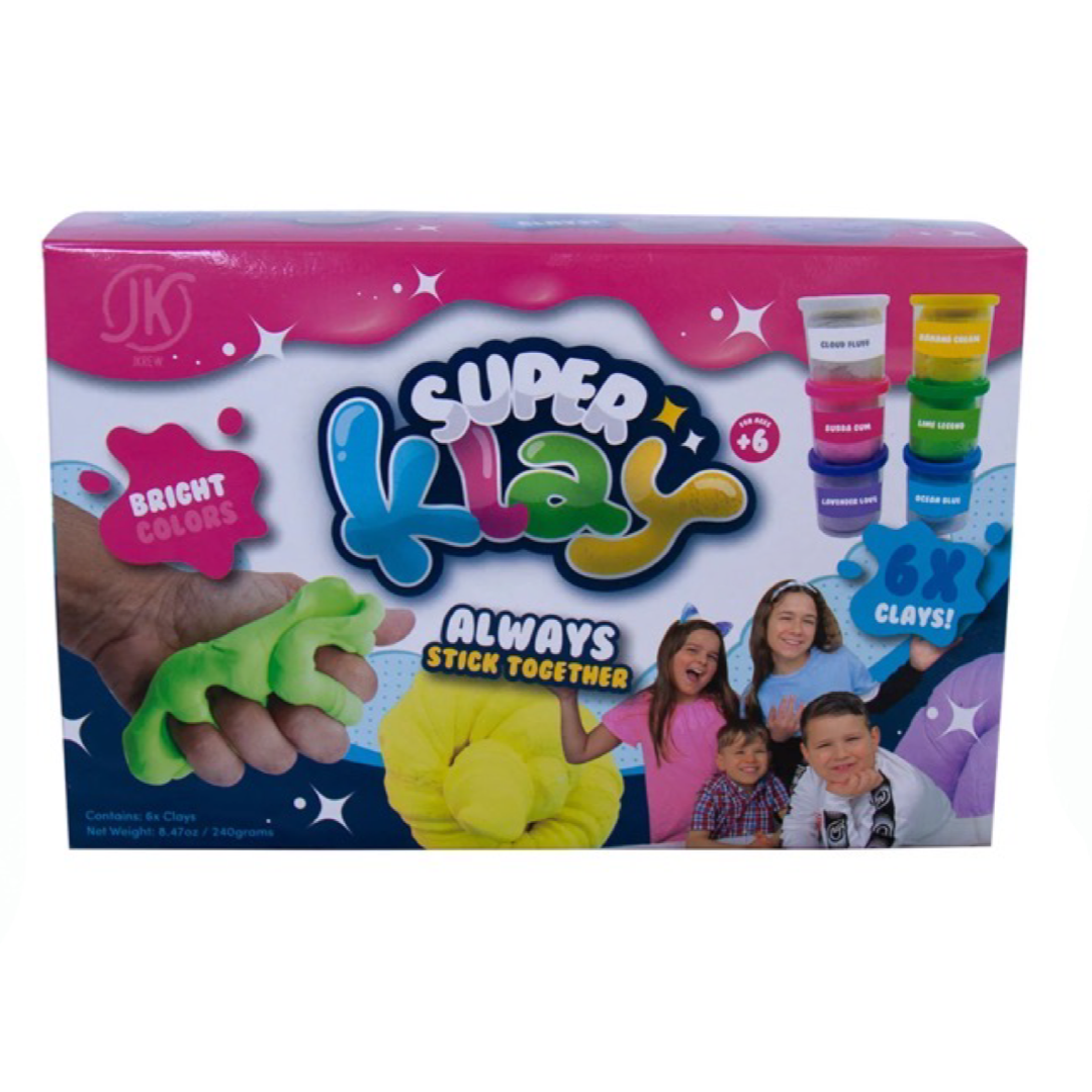 6pk Stretchy Super Klay Use Alone Or Add Slime, Bright Colors - Soft & Fluffy!