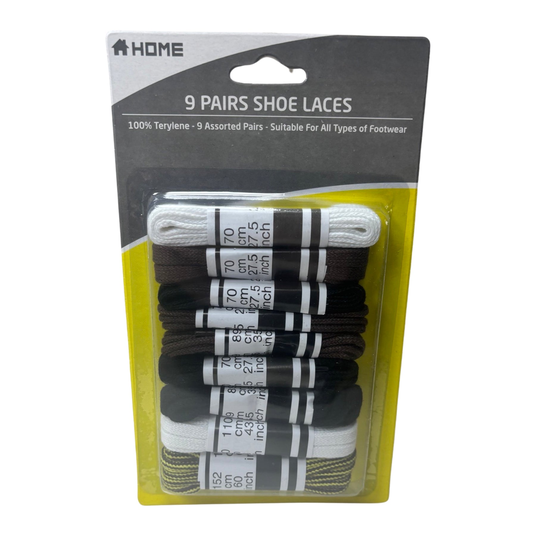 Multipack Shoe Laces - 8 Black, 8 White or 9 Assorted