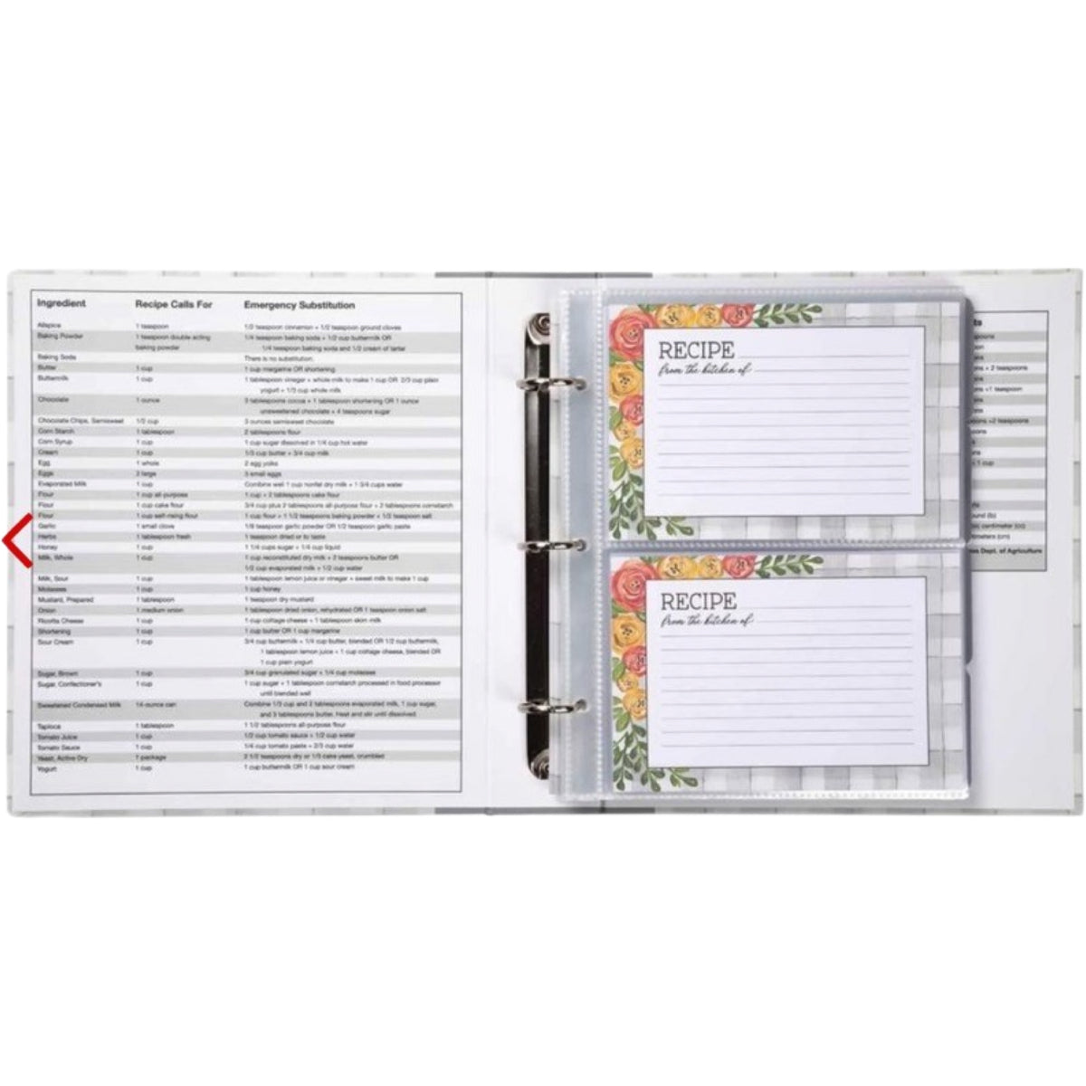 Recipe Storage Binder Includes 20 Lined Cards w/Clear Acrylic Sheets, Dividers & More!