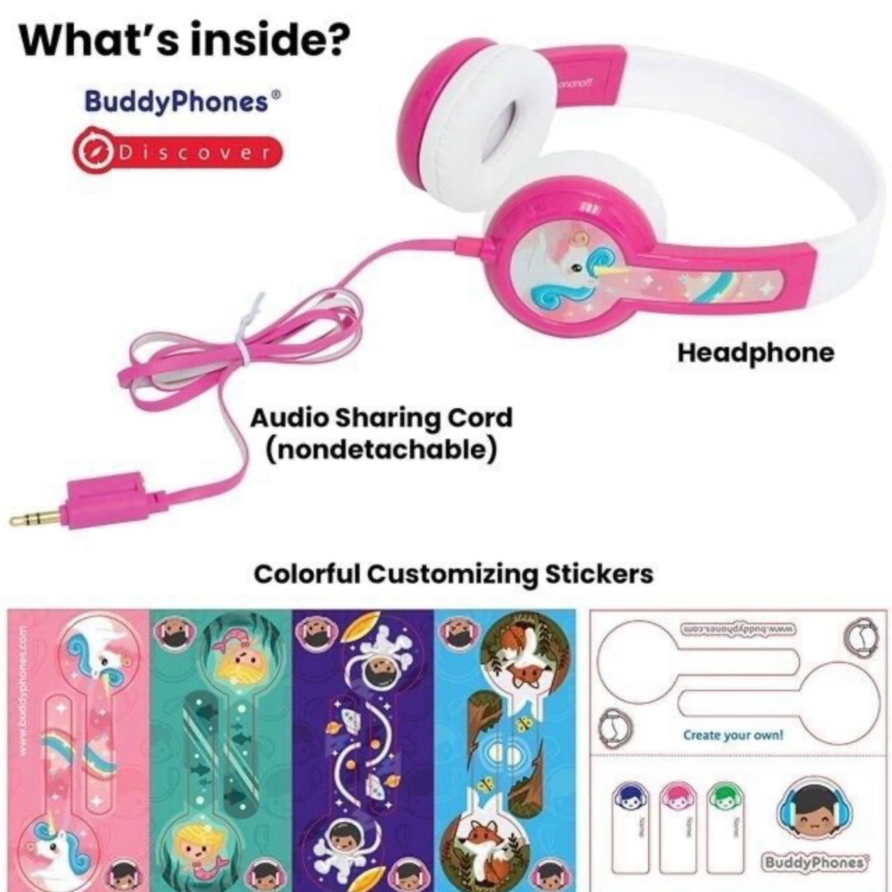 Onanoff BuddyPhones Volume Limiting Headphones for Kids - Safe Audio 85db