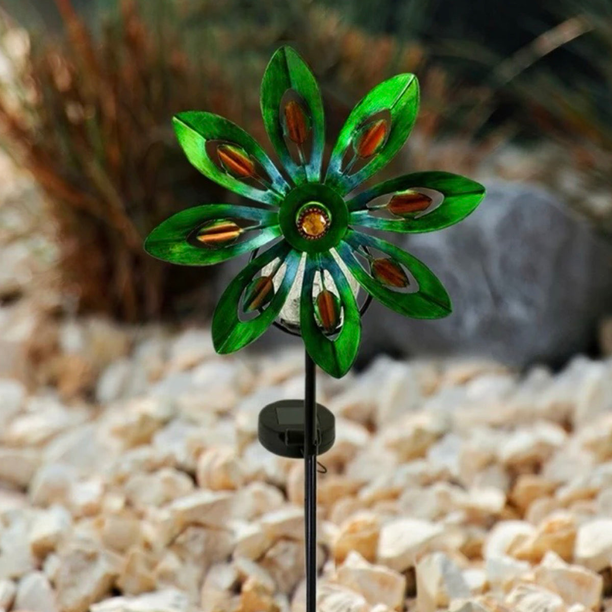 Touch of ECO Solar LED Garden Wind Spinner - With Soft Nighttime Glow