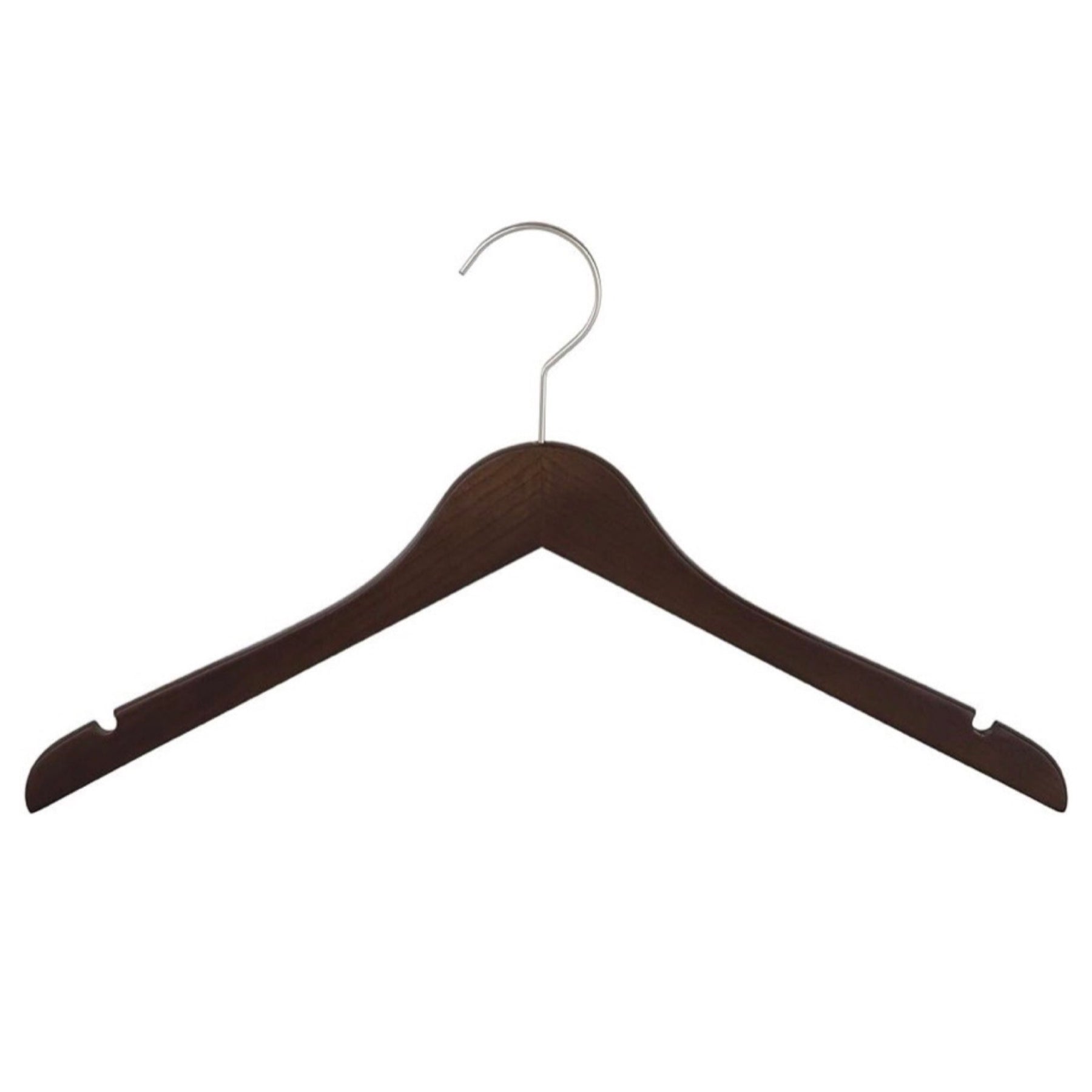 8pk Solid Ash Hardwood Shirt Hangers W/Steel Swivel Hooks & Notches