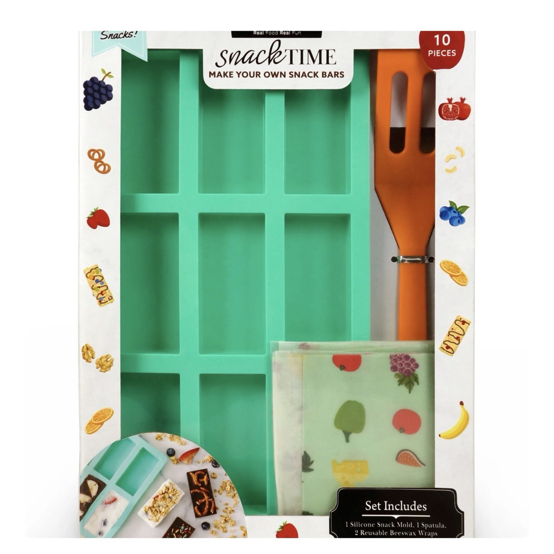 Snack Bar Maker, Silicone Mold and Spatula- w/Recipes + Beeswax Wraps