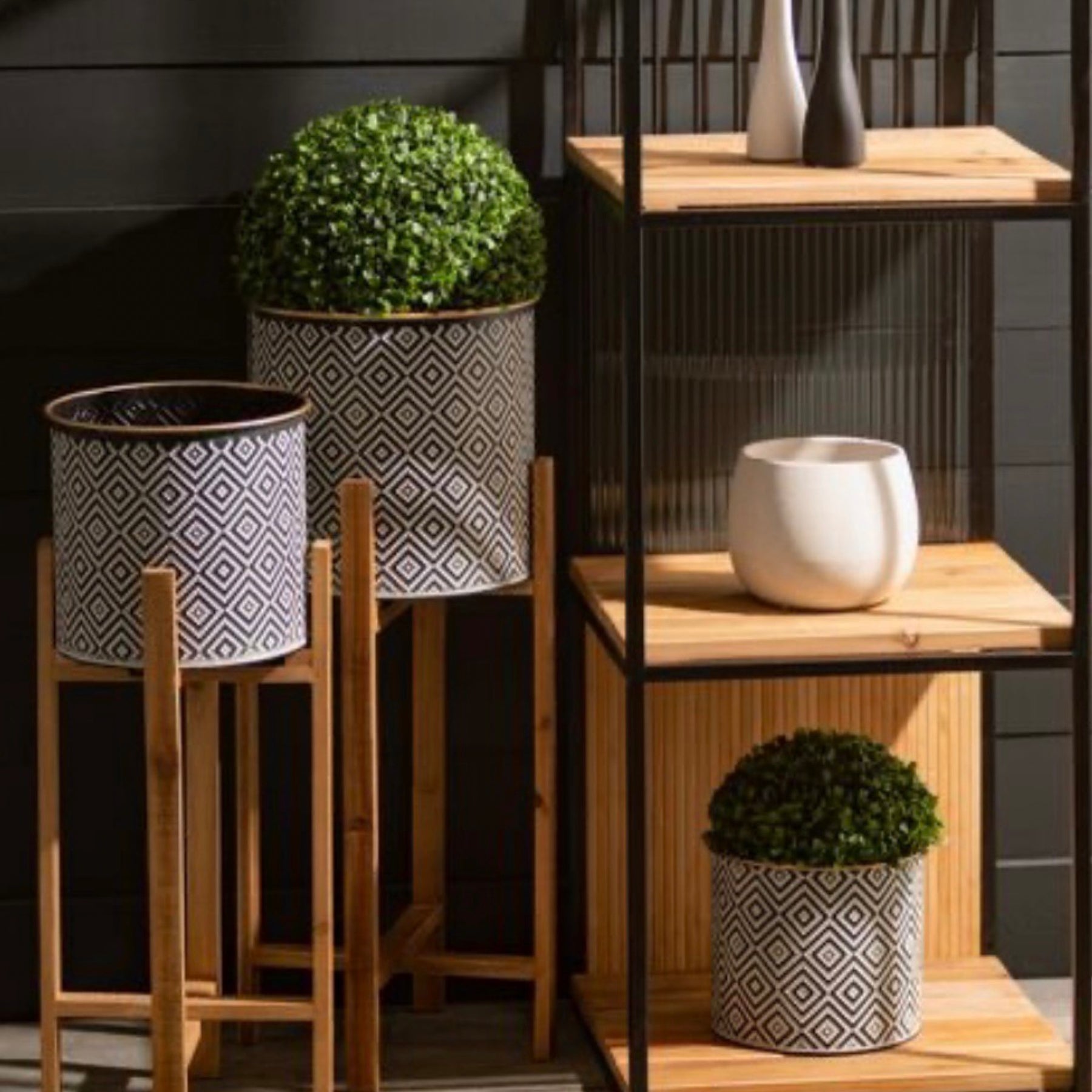 3pc Sullivans Geometric Motif Indoor / Outdoor Metal Planters