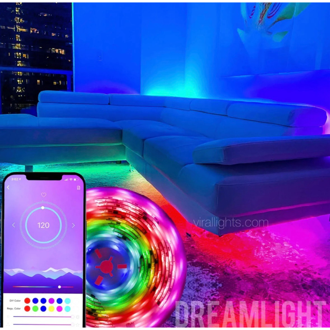 50ft LED Color Changing LED Strip Lights w/ Remote - Customize Length