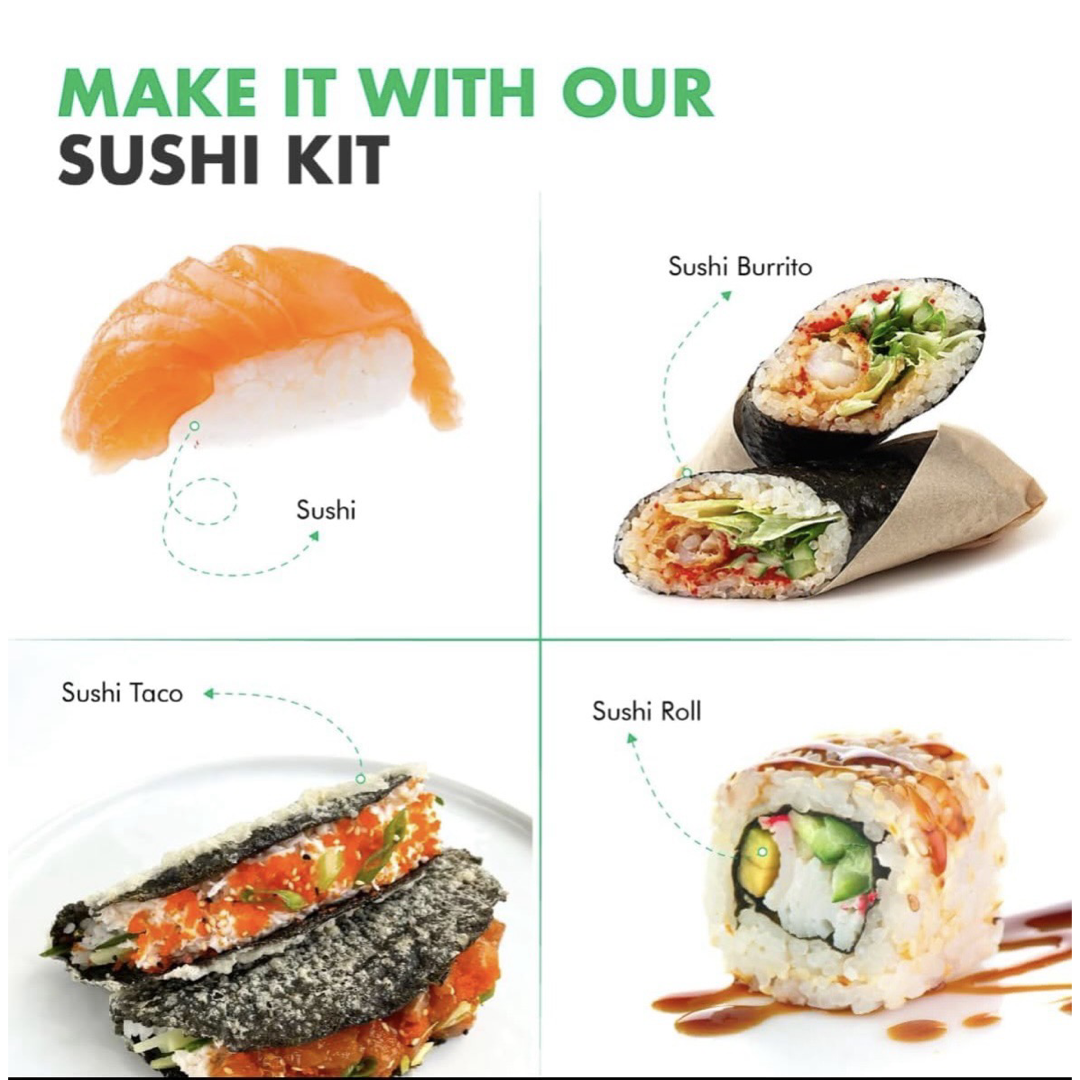 16pc Deluxe Sushi Making Kit w/Bazooka & Rolling Mat - Make Your Own!