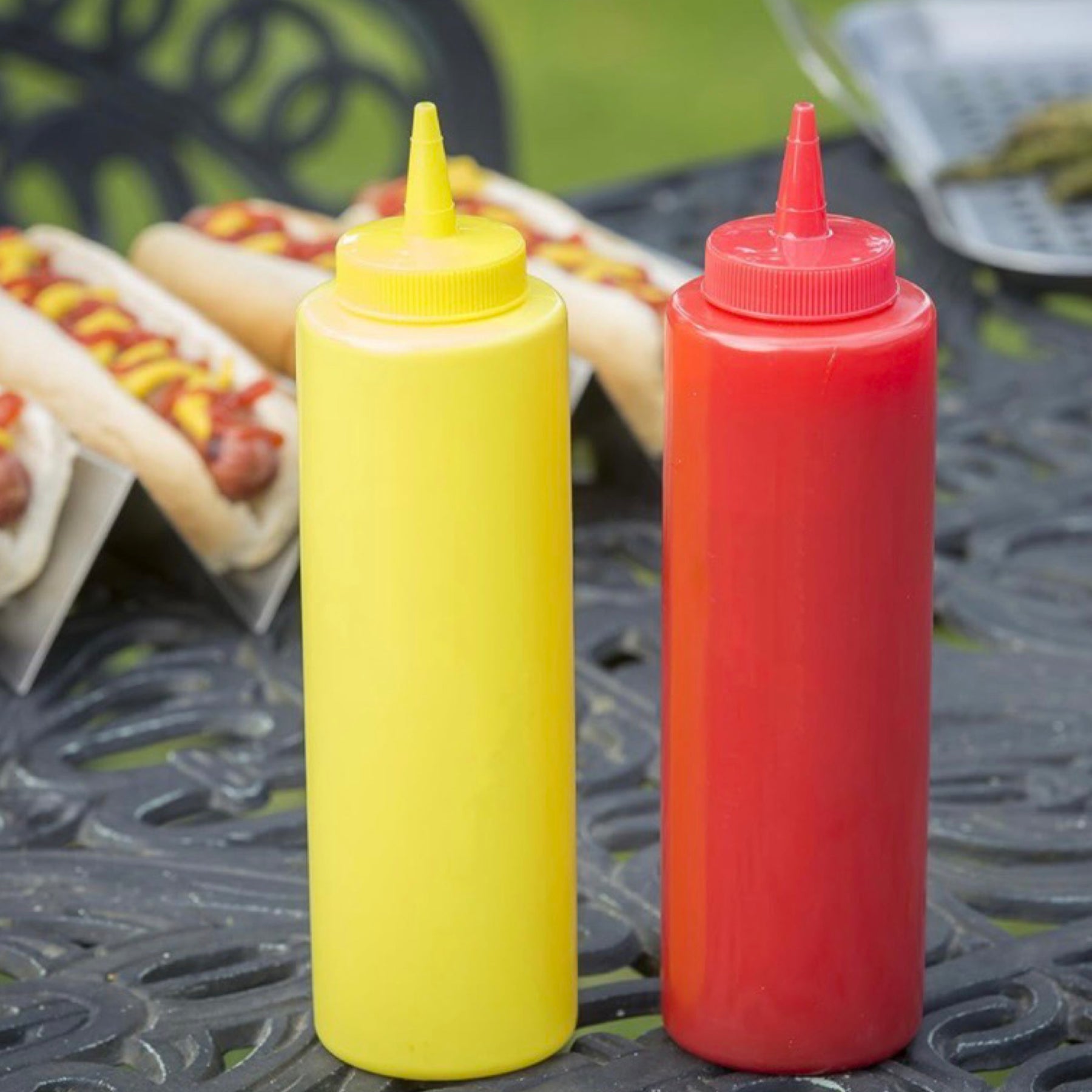 2pc 14oz Condiment Squeeze Bottle Set - Ketchup, Mustard & More!