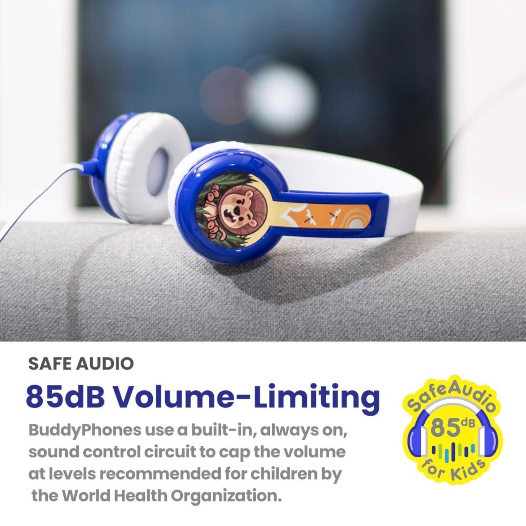 Onanoff BuddyPhones Volume Limiting Headphones for Kids - Safe Audio 85db