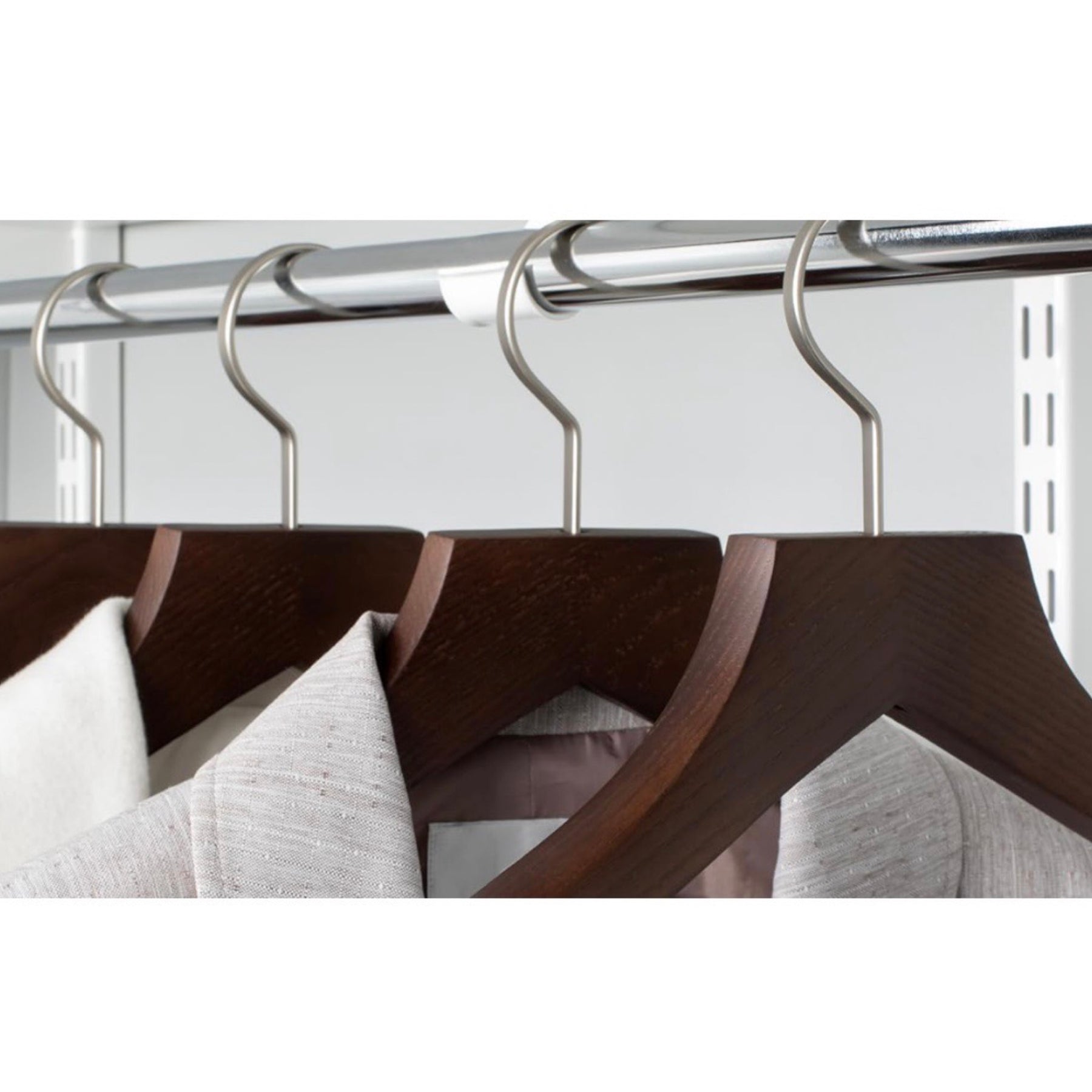 4pk Solid Ash Hardwood Coat Hangers W/Steel Swivel Hooks - Contoured Shoulders