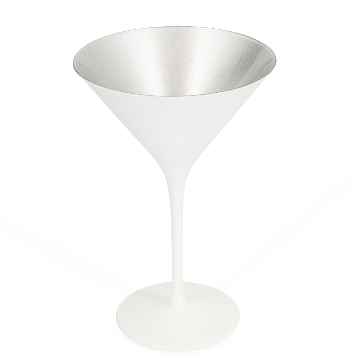 6pk Glisten 8.5oz Martini Glasses – White Crystal & Metallic Silver