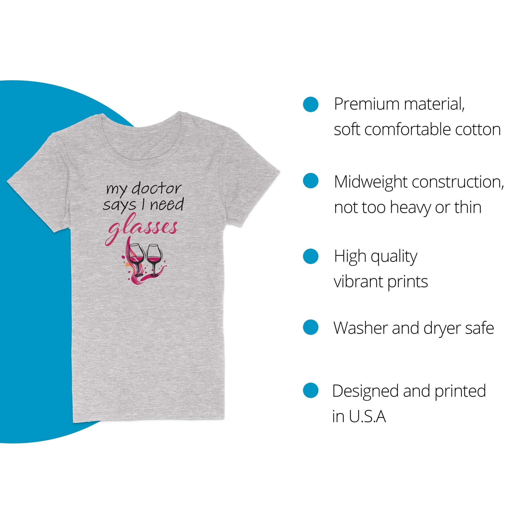 "Doc Says I Need Glasses" Premium Midweight Ringspun Cotton Womens T-Shirt