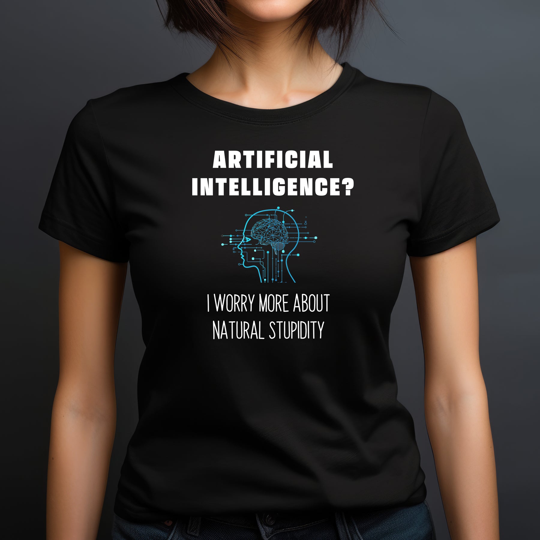 "Worried About Artificial Intelligence?" Premium Midweight Ringspun Cotton T-Shirt - Mens/Womens Fits