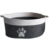 Grey Felt Pet Storage Bin with Rope Handles – 16"x12" Collapsible Organizer
