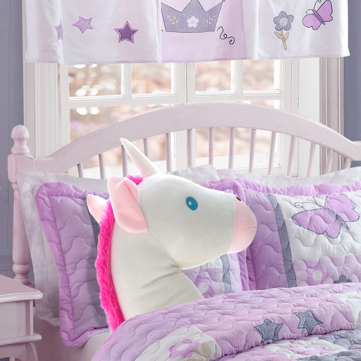 Unicorn Head Plush Pillow – Emoji Style Soft Stuffed Animal