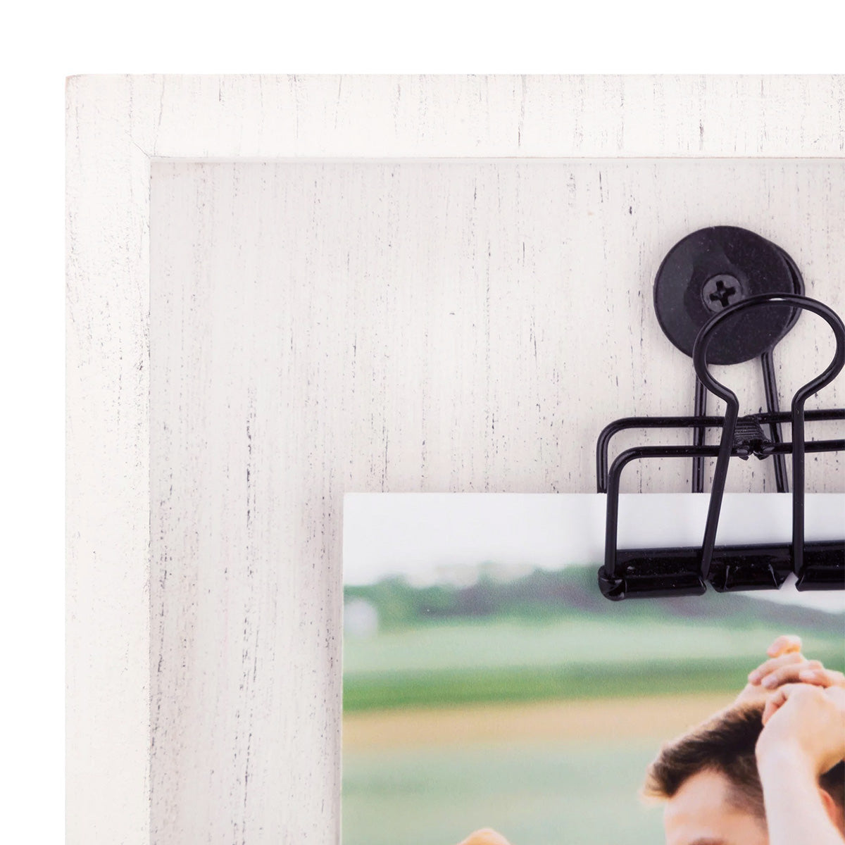 Standing Vertical White Wooden Frame With Clip – Holds Photos, Cards