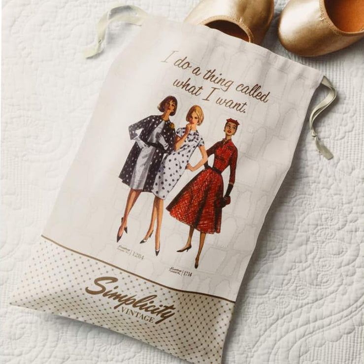 Simplicity Vintage Shoe Bag 10" x 15" - Drawstring Closure