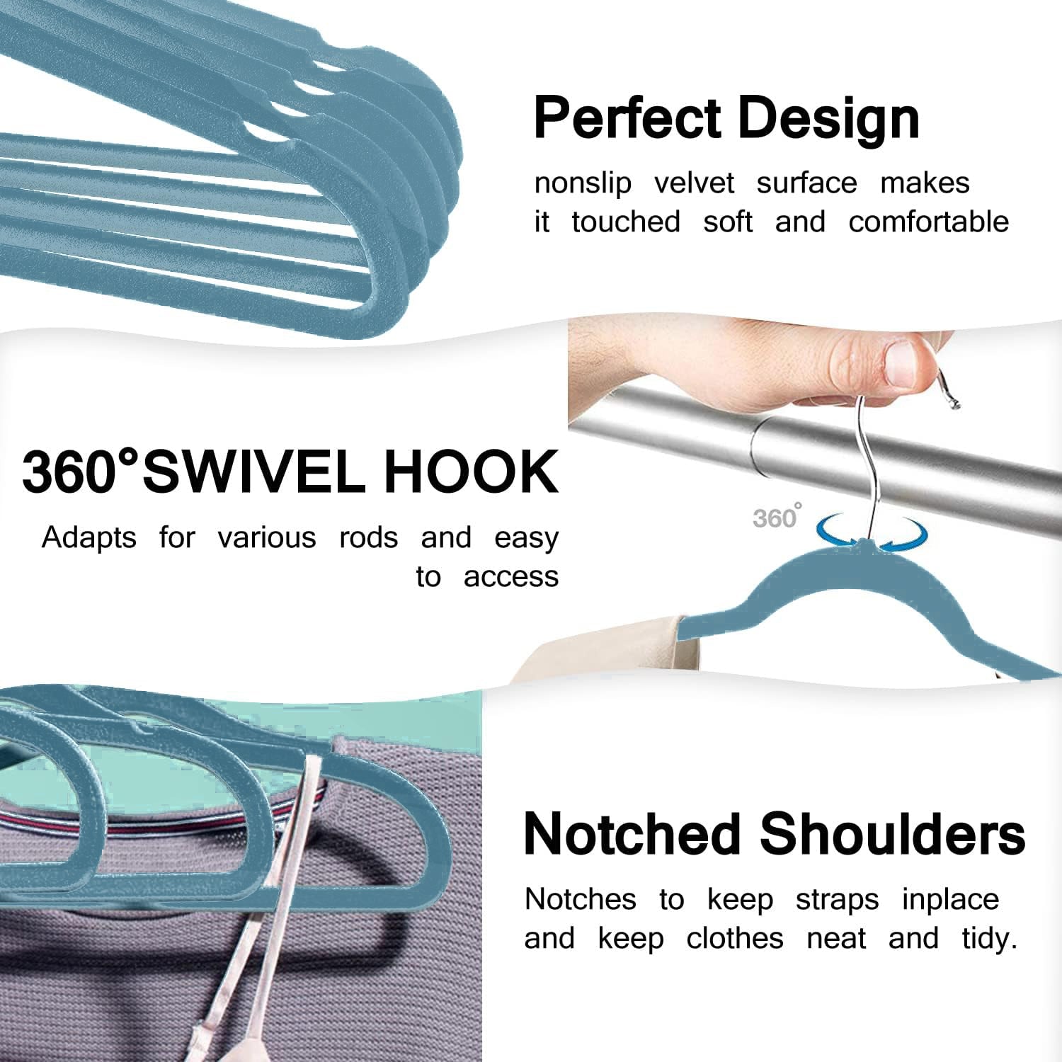 50pk Waverly Teal Velvet Hangers Non-Slip – Slim Profile, Maximize Closets