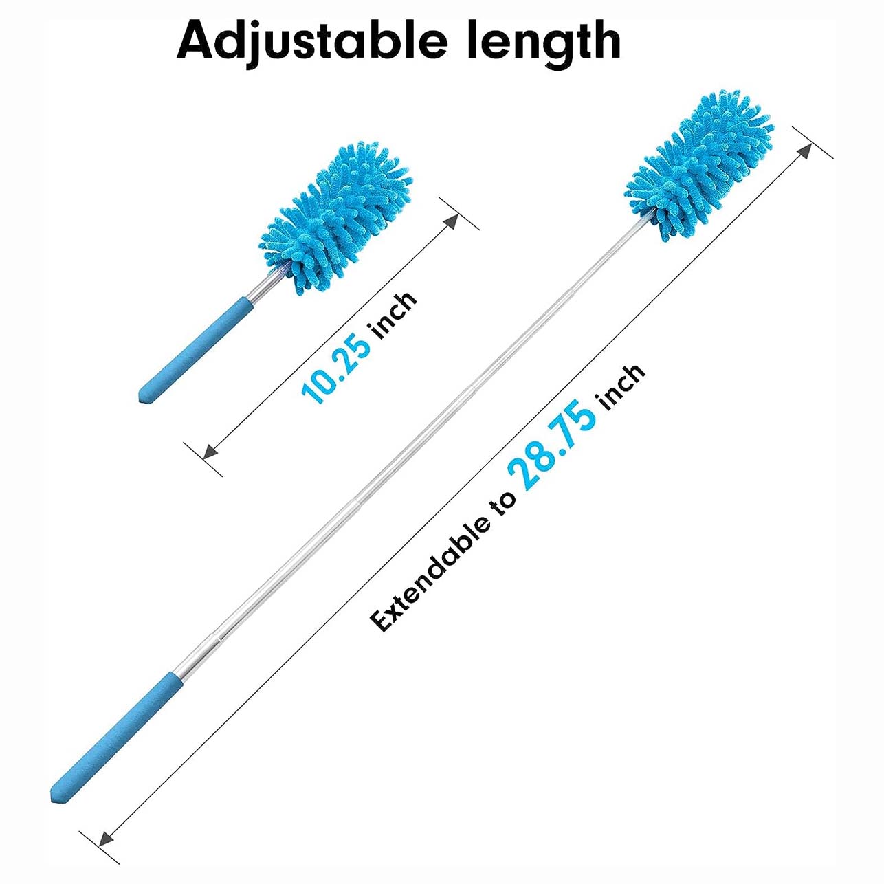 Extendable Microfiber Duster With Pivot Head, Blue - Up To 30 inches