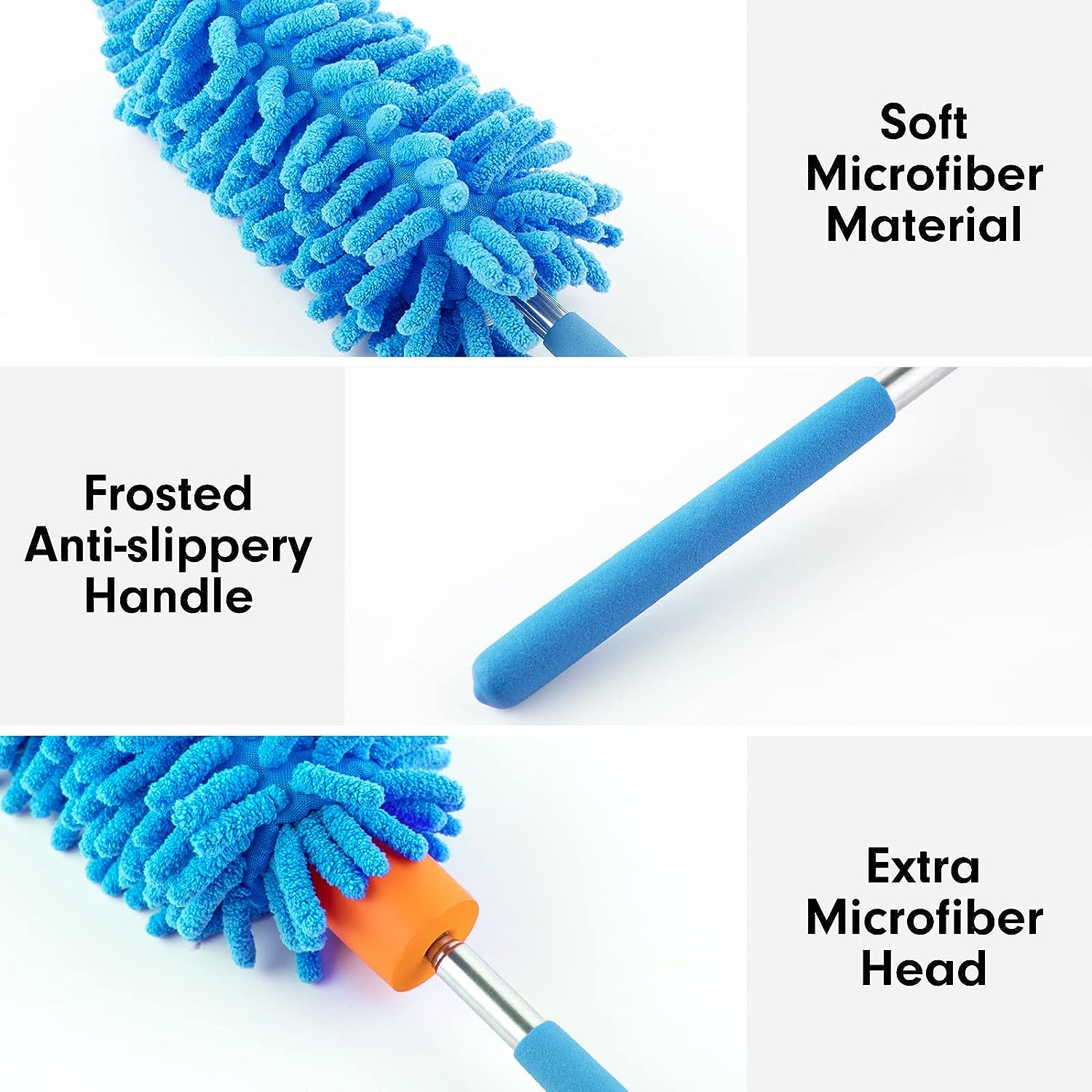 Extendable Microfiber Duster With Pivot Head, Blue - Up To 30 inches