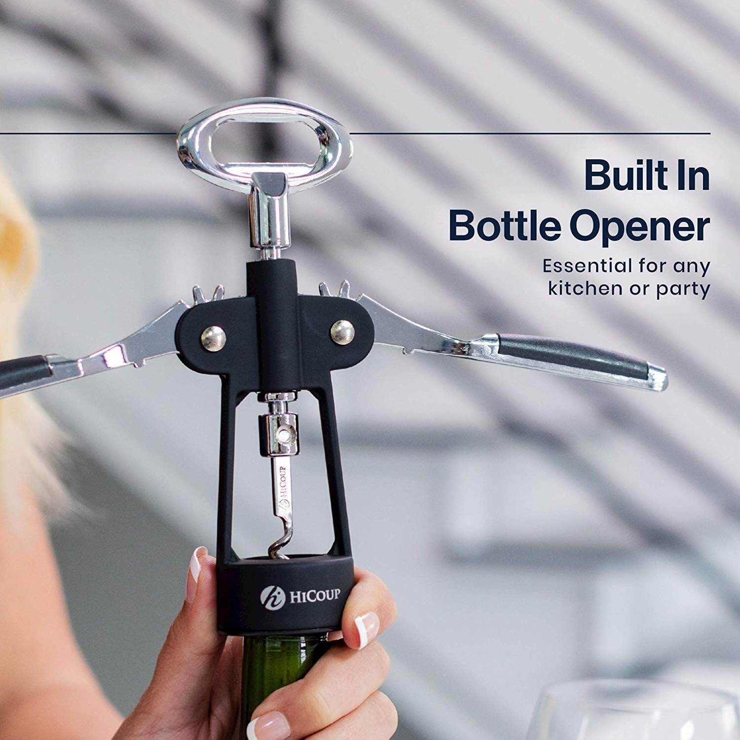 Premium Wing Corkscrew Beer And Wine Opener - Winged Grip, Easy To Use