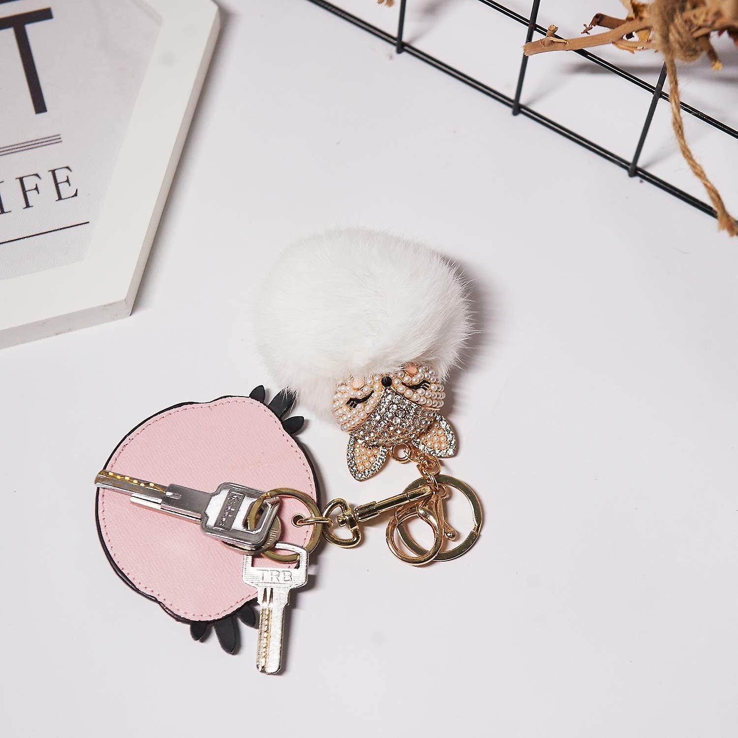 Fashion Fox Faux-Fur Pom Pom Keychain – Stylish And Cute For Keys Or Bag!