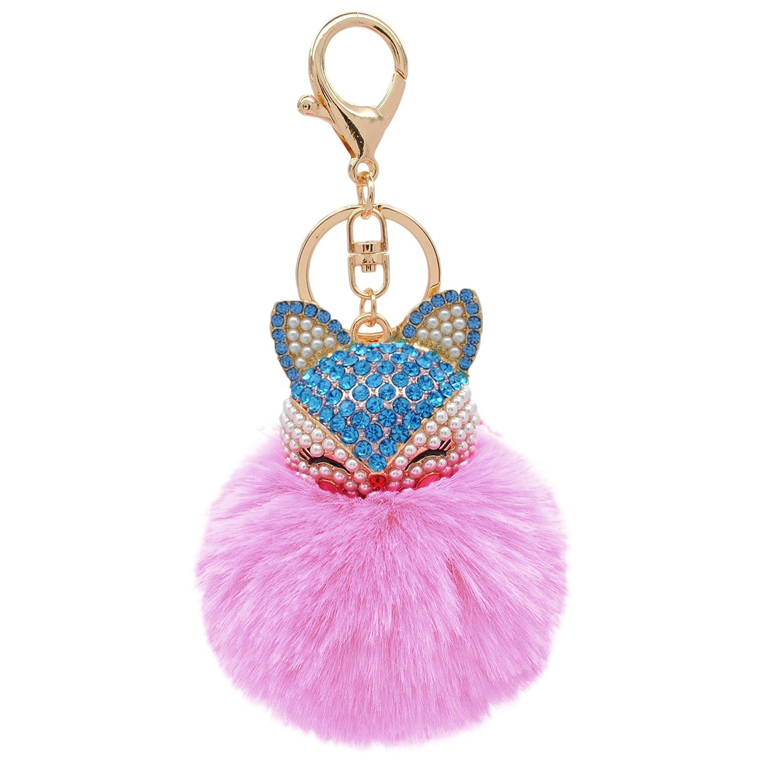 Fashion Fox Faux-Fur Pom Pom Keychain – Stylish And Cute For Keys Or Bag!