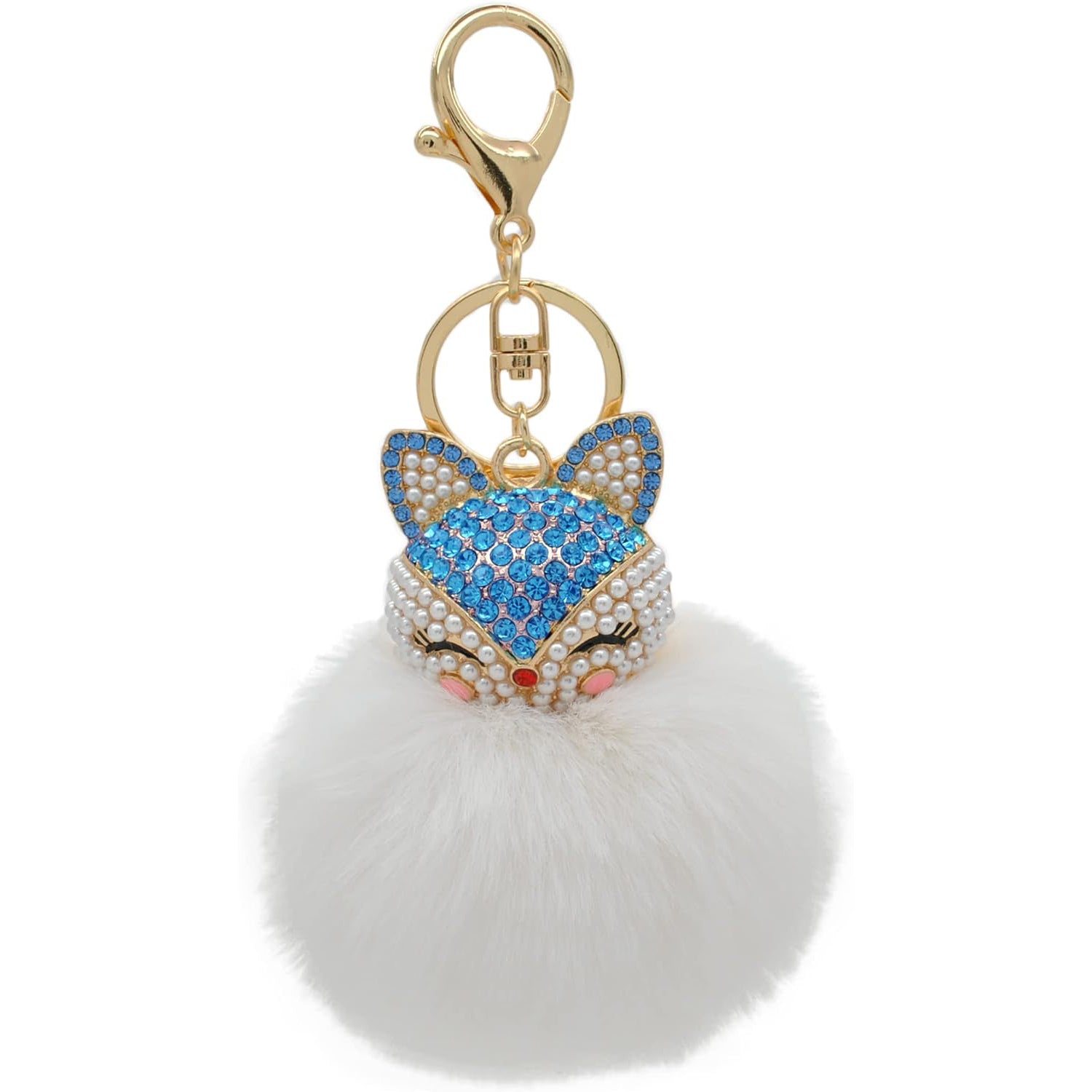 Fashion Fox Faux-Fur Pom Pom Keychain – Stylish And Cute For Keys Or Bag!