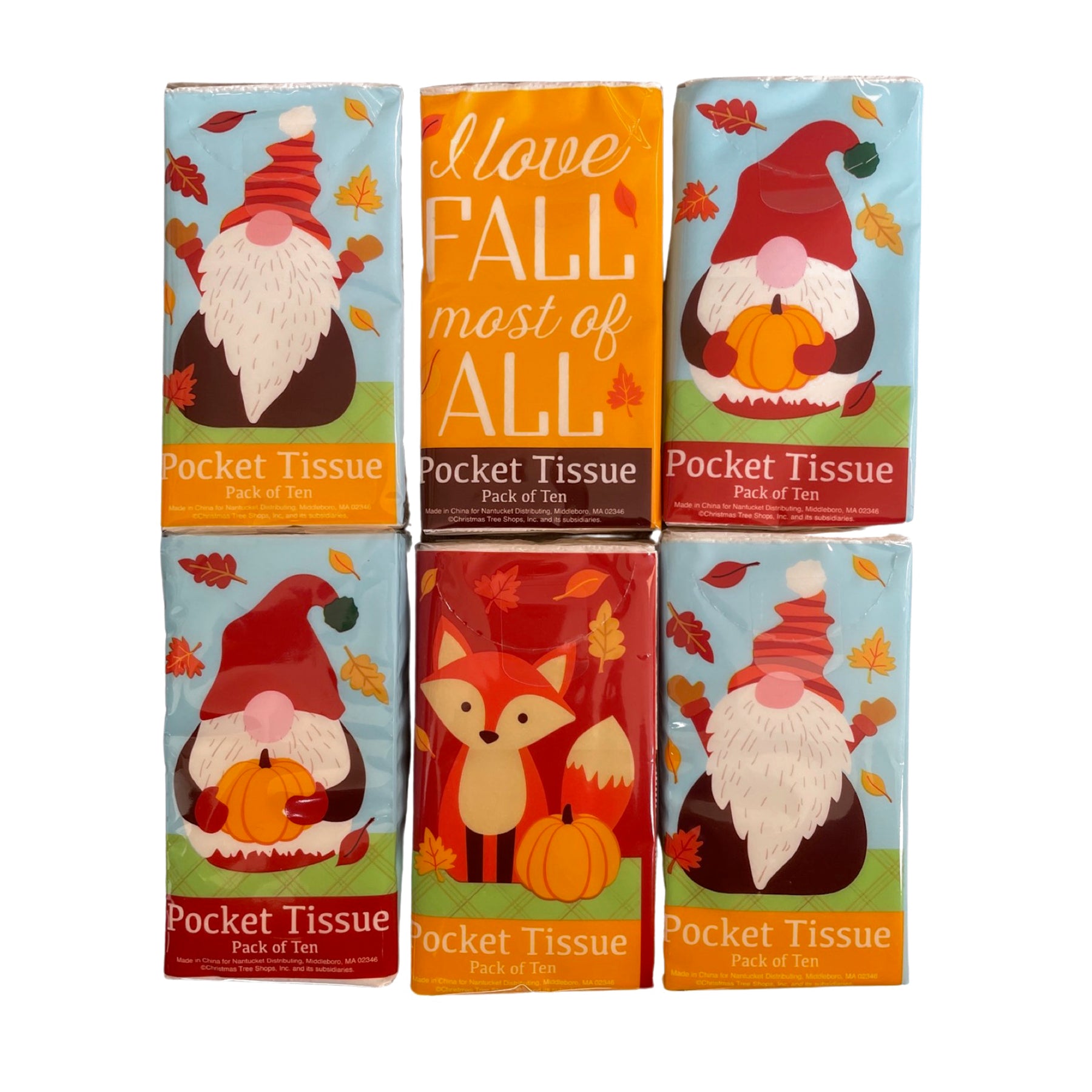 6pk Pocket Tissues, Fall, Autumn Theme – Extra Soft 2-Ply & 10ct In Each