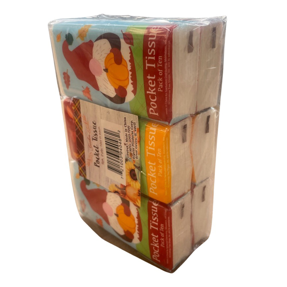 6pk Pocket Tissues, Fall, Autumn Theme – Extra Soft 2-Ply & 10ct In Each