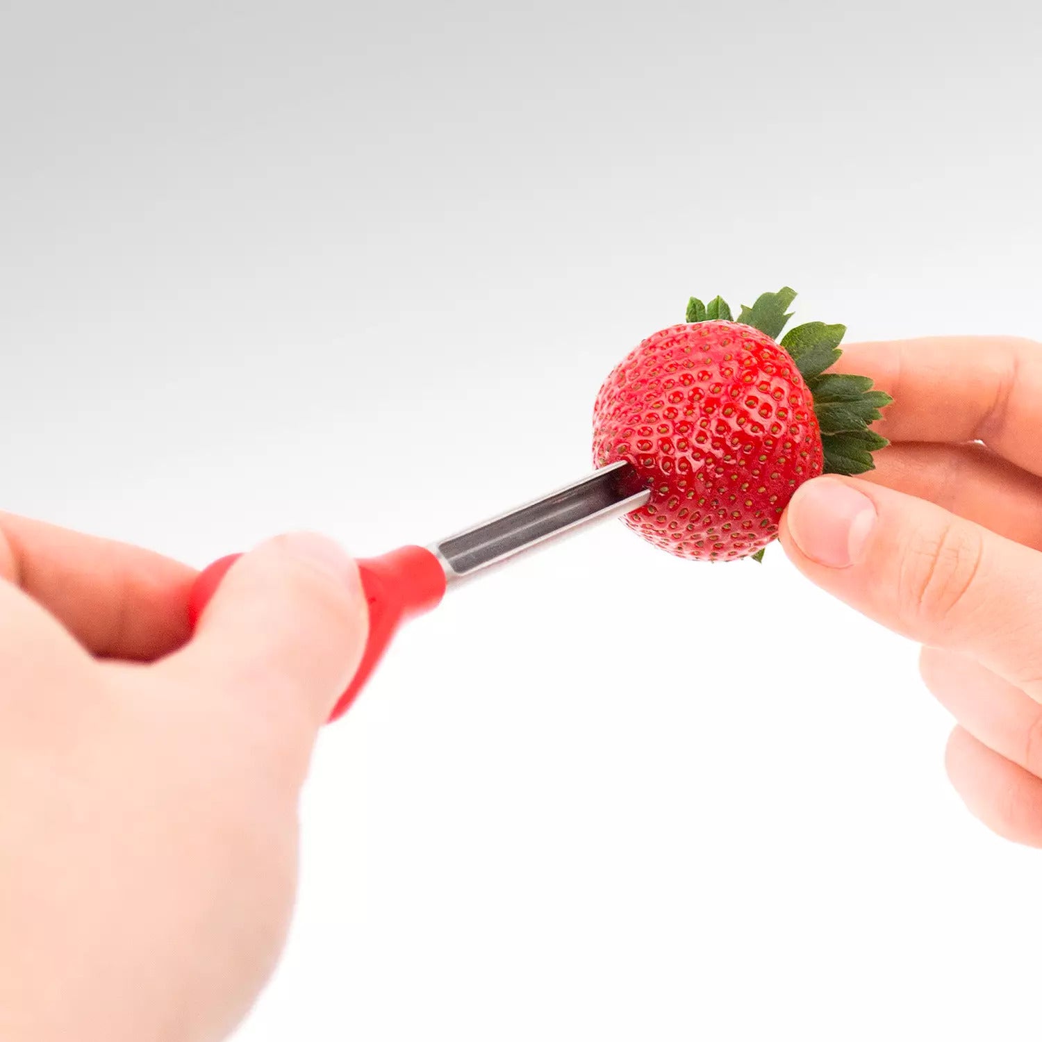 1pc Silicone Handle Strawberry Huller, Red - Easy To Use, Pop Out The Hull!
