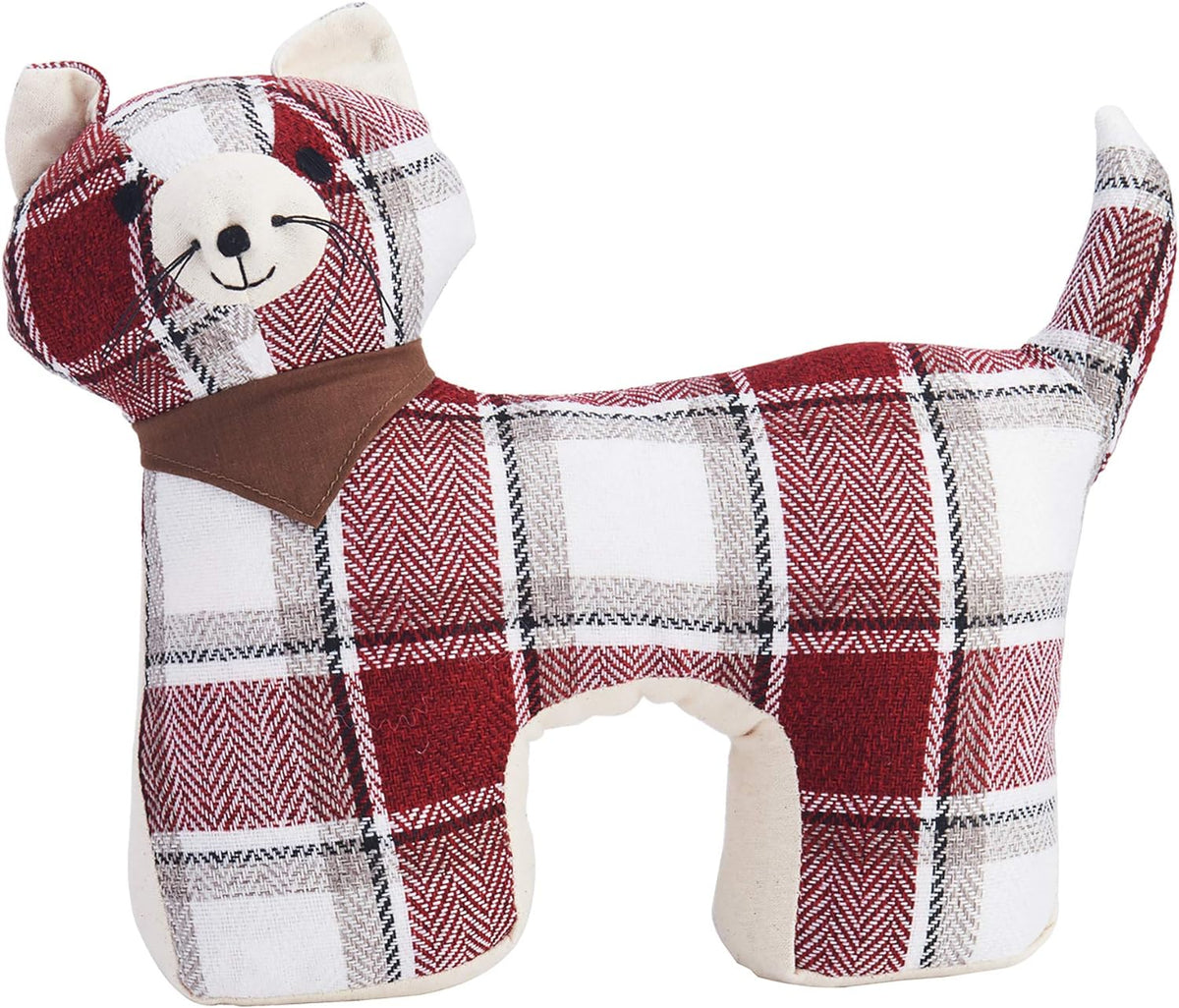 11in Plaid Cat Door Stopper -  Durable and Cute